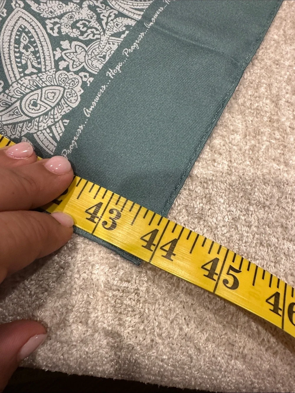 Paisley Silk-Look Scarf in Dark Green and Cream
